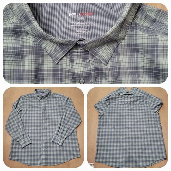 Swiss Tech SM29Y082B Long Sleeve Button Up Men's Size 3XL Green Plaid Shirt - Picture 1 of 11